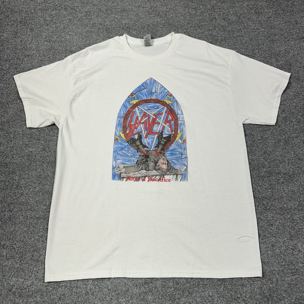 Slayer Altar of Sacrifice XL Shirt White Short Sleeve Thrash Metal Band GUC